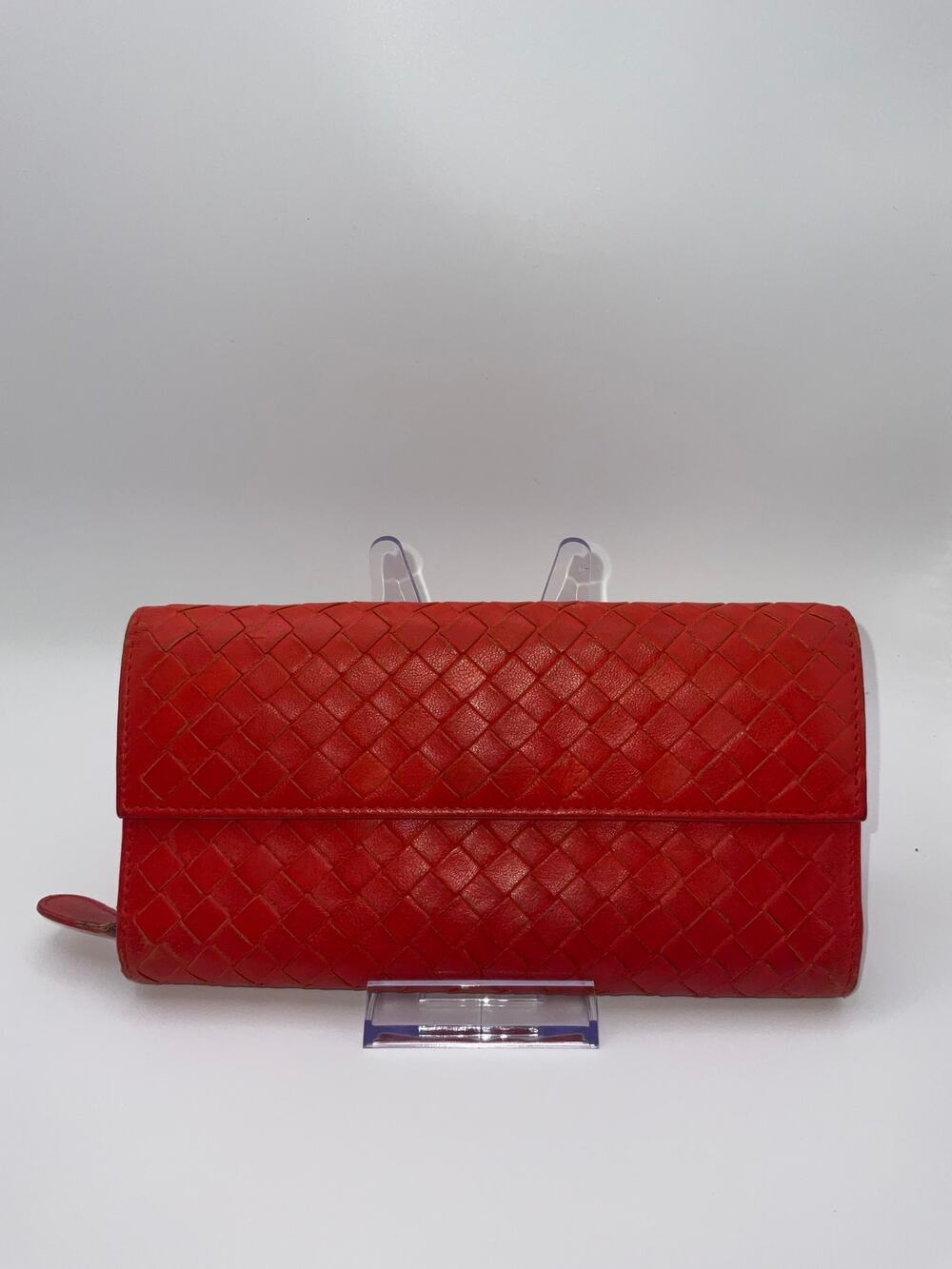 Bottega Veneta Intrecciato Red Leather Continental Wallet – Authentic